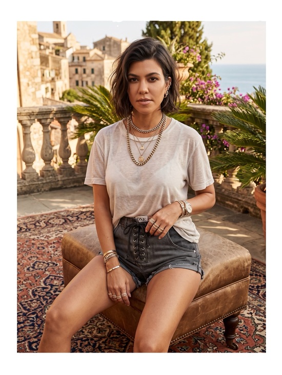 One Teaspoon Pants - new Kourtney Kardashian’s ⇝ One Teaspoon ⇝ Superfreaks Lace Up Denim Shorts ⇝ 24